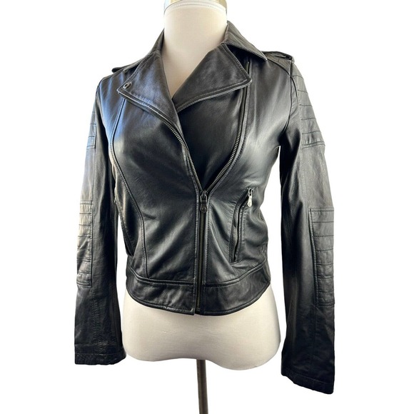 Banana Republic Jackets & Blazers - Banana Republic Genuine Lamb Leather Moto Jacket Black Women's Size Small